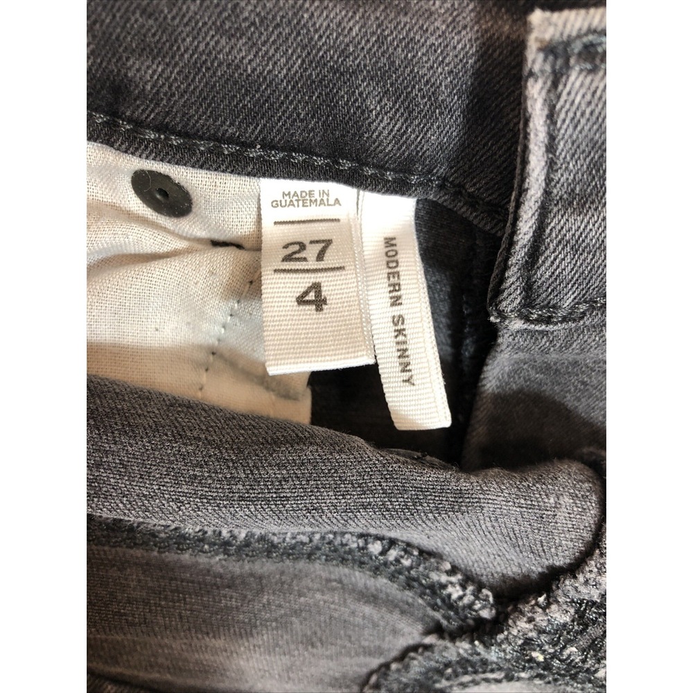 Loft Jeans Women's Size 27/4 Denim Faded Black Gray Modern Skinny Ankle Buttons - Picture 4 of 14